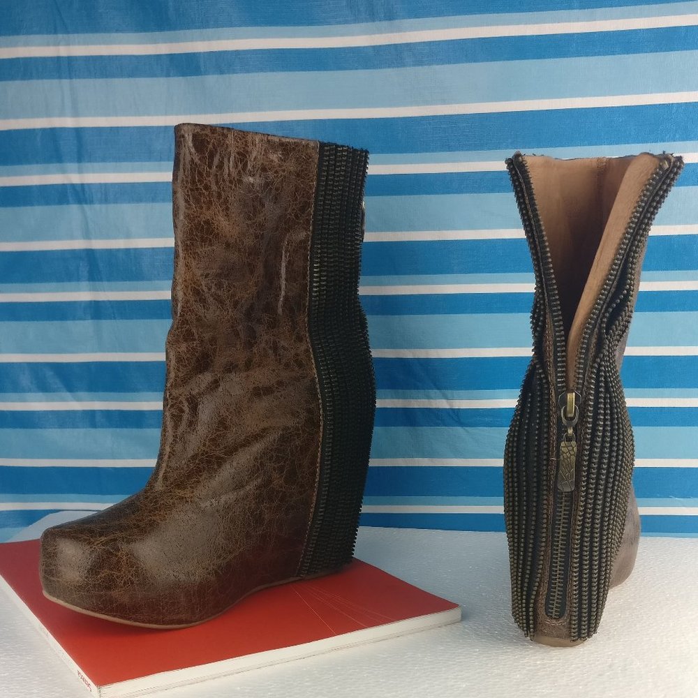 Jeffrey Campbell Brown Leather Ankle Boots